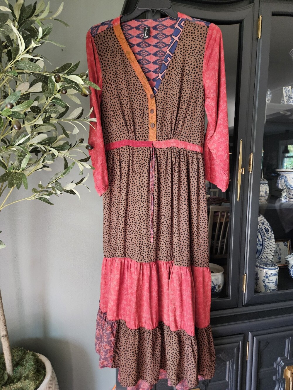 Sacred Threads Boho Patchwork Tiered Maxi Dress - Size S/M